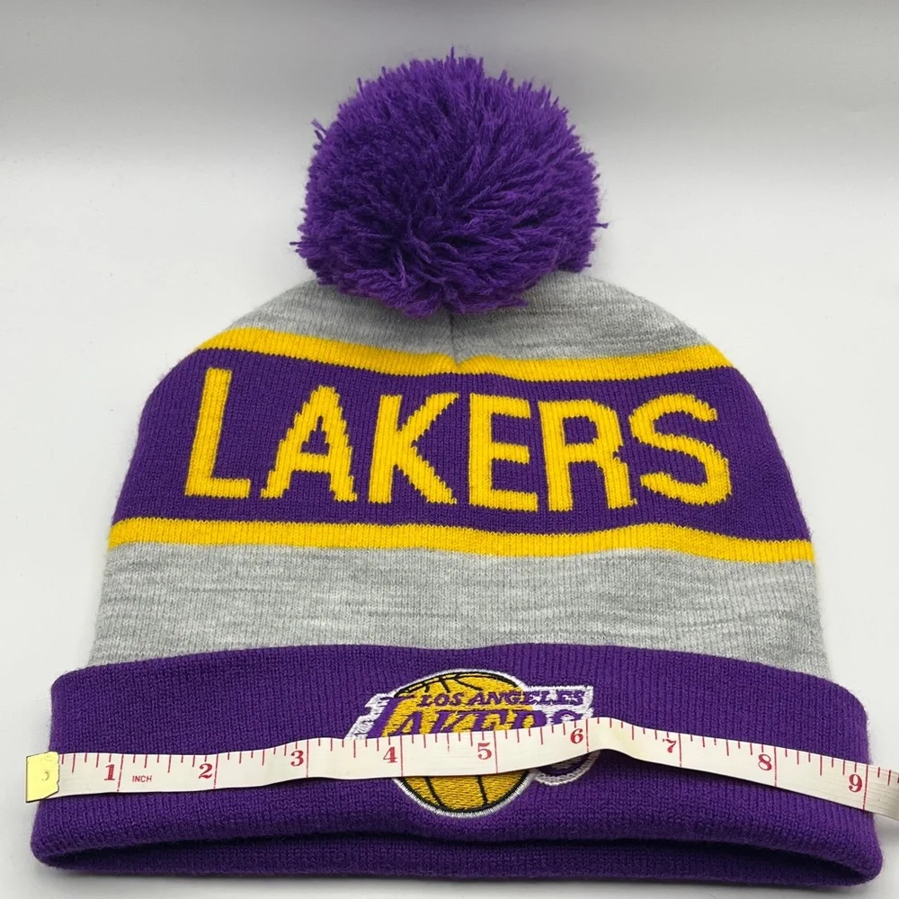 LA Lakers Knit Pom Beanie - NBA Team Cuff Hat - Youth size